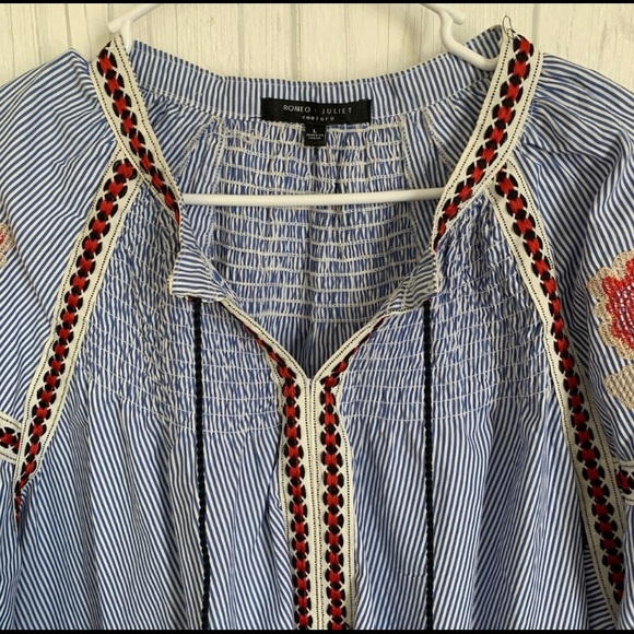 Romeo+Juliet Blue & White Floral Embroidered Dress - Picture 3 of 4